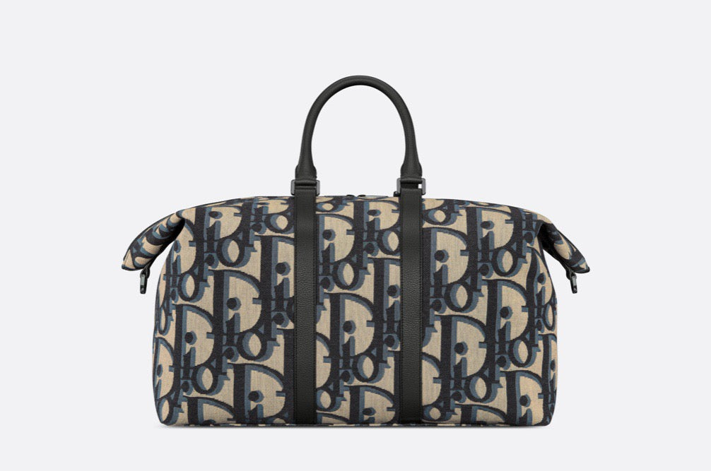 Blaue und schwarzgraue Tasche