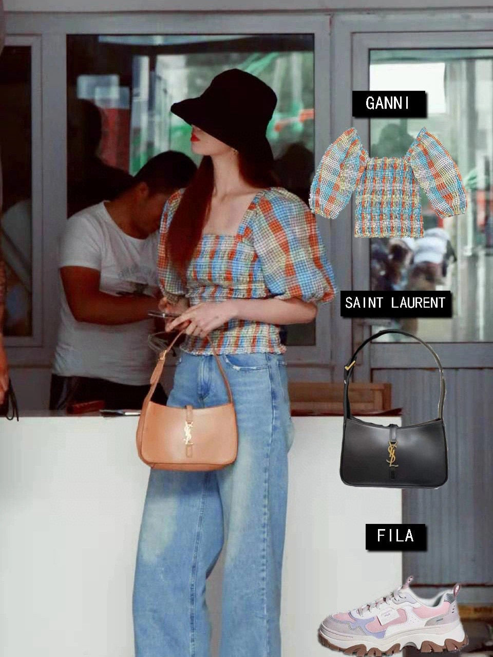Bolso marrón y naranja claro