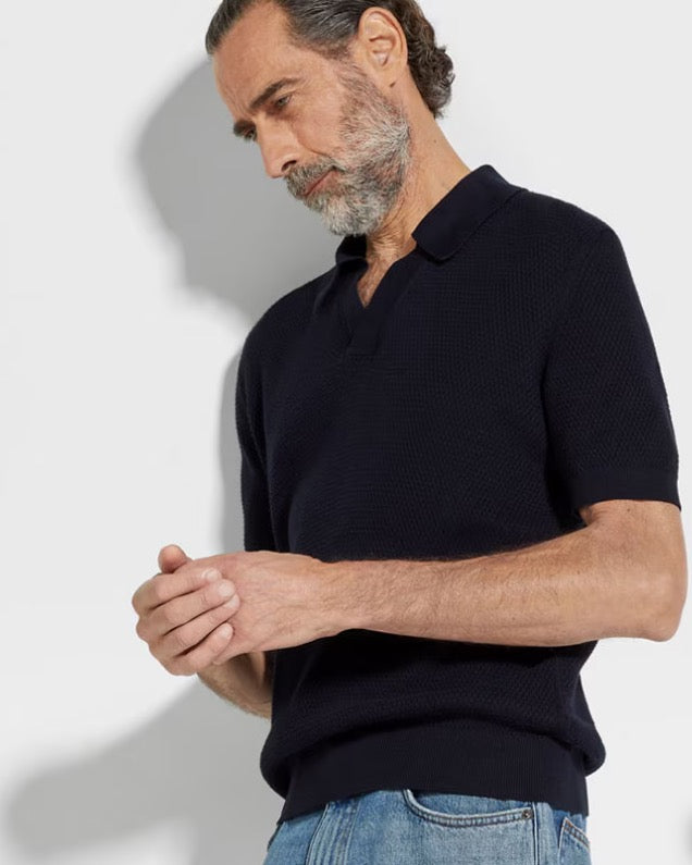 Dark Blue and White Polo