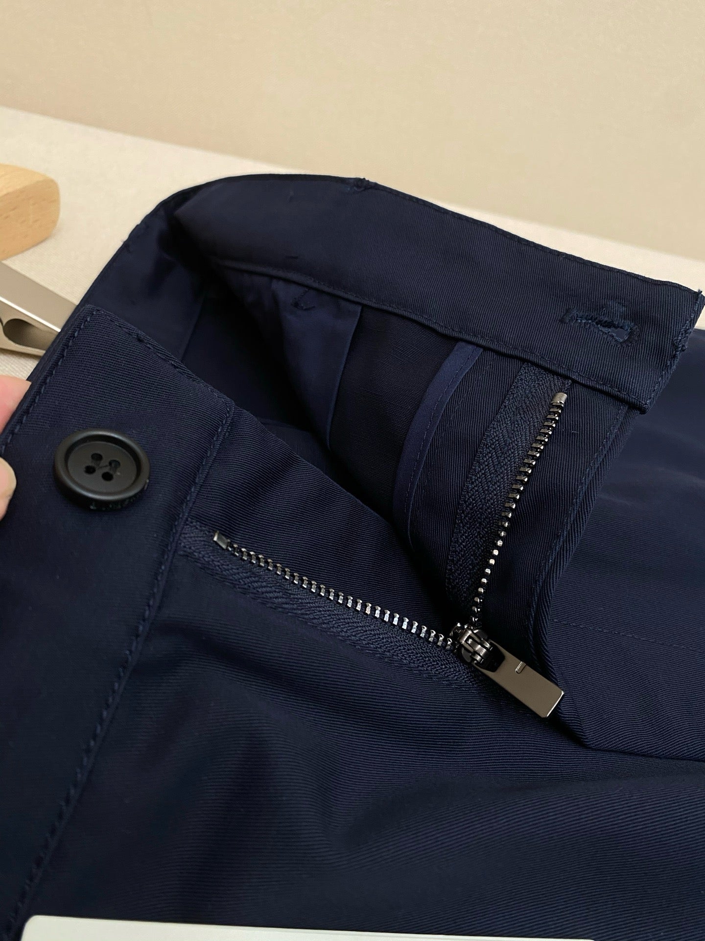 Dark Blue and apricot Pant