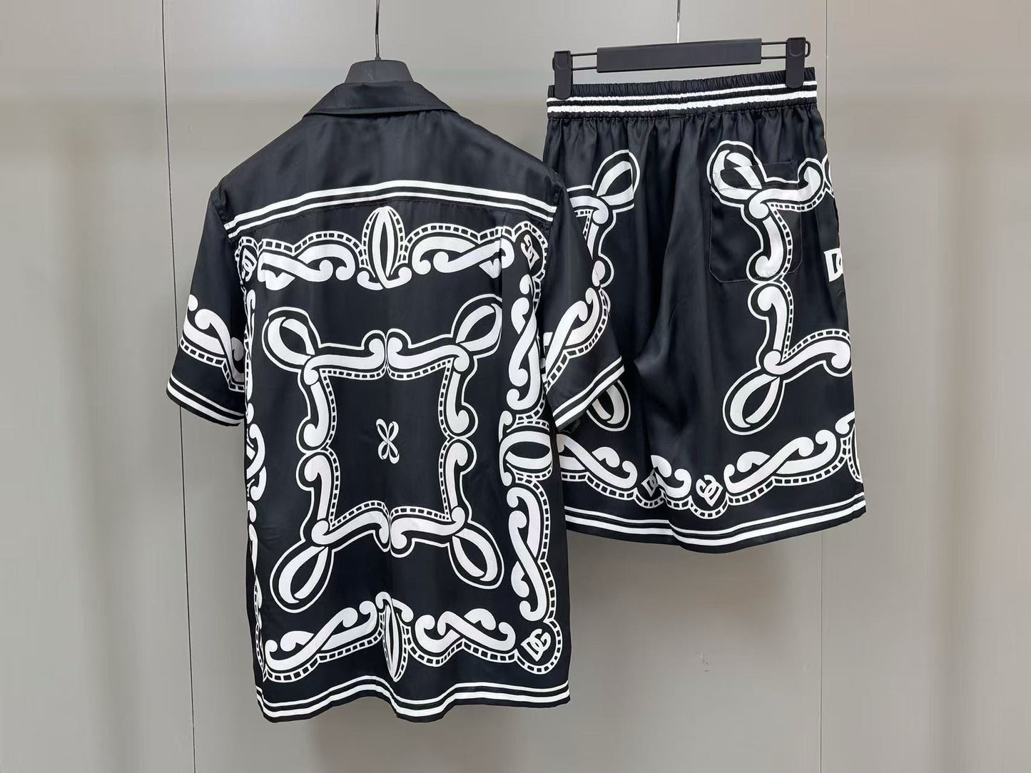 White Black Shirt and Short Set