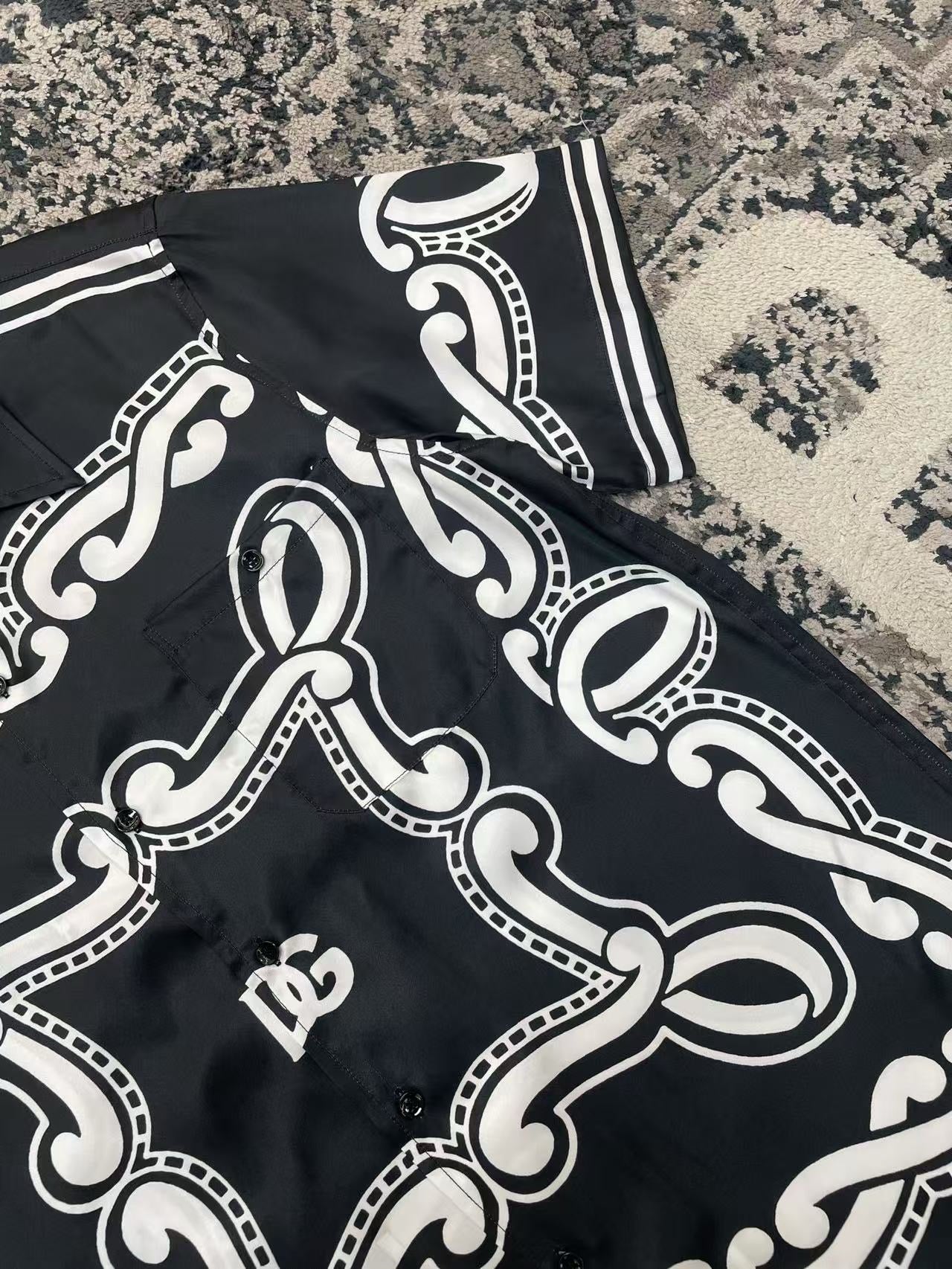 White Black Shirt and Short Set