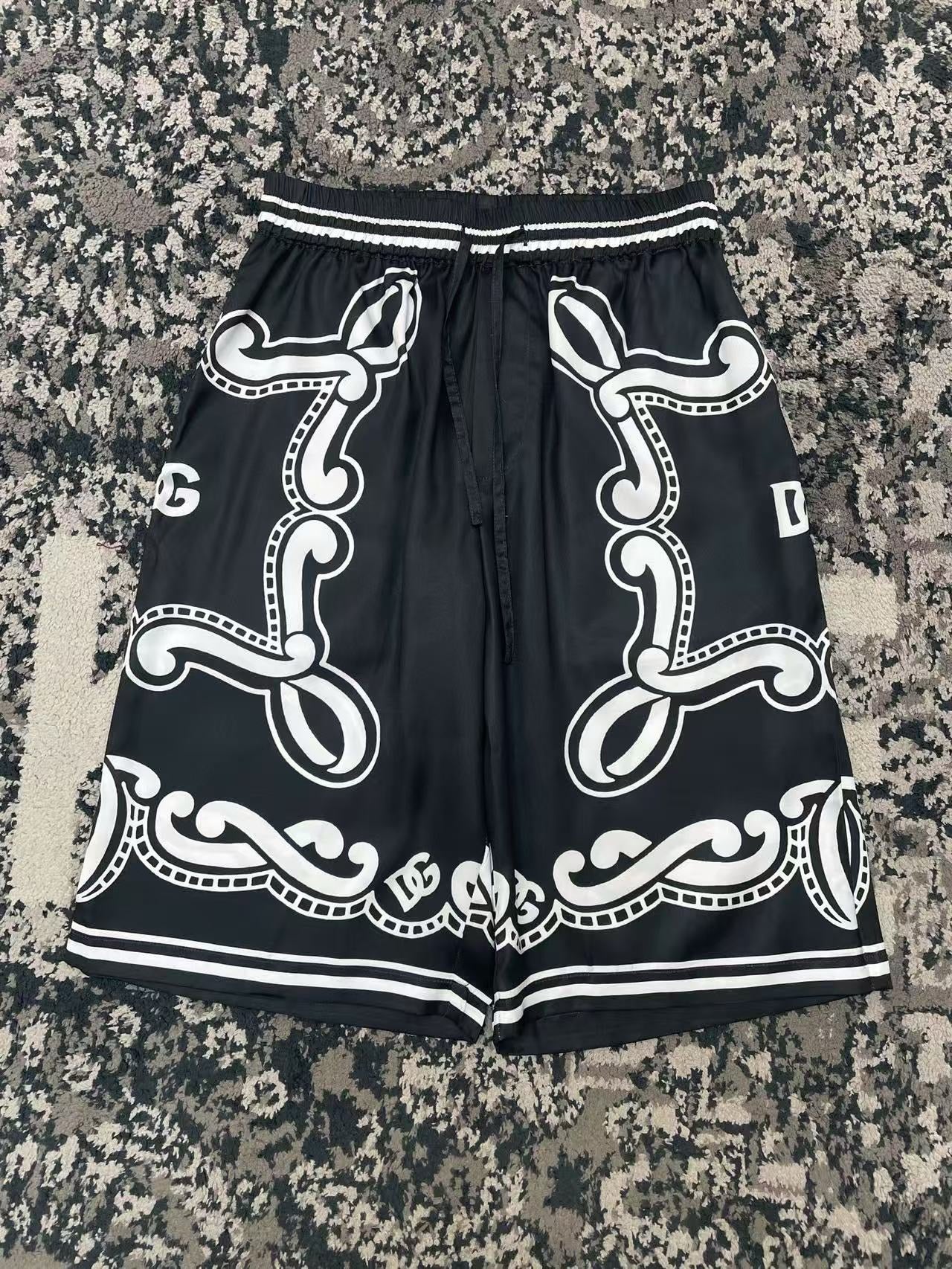 White Black Shirt and Short Set