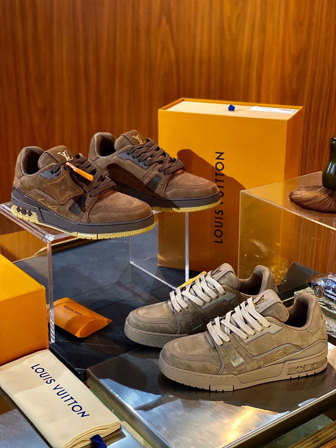 Brown and Khaki Shoes