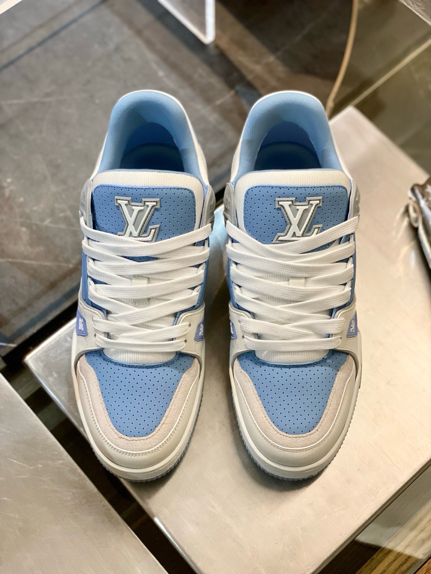 Blue and Pink Shoes