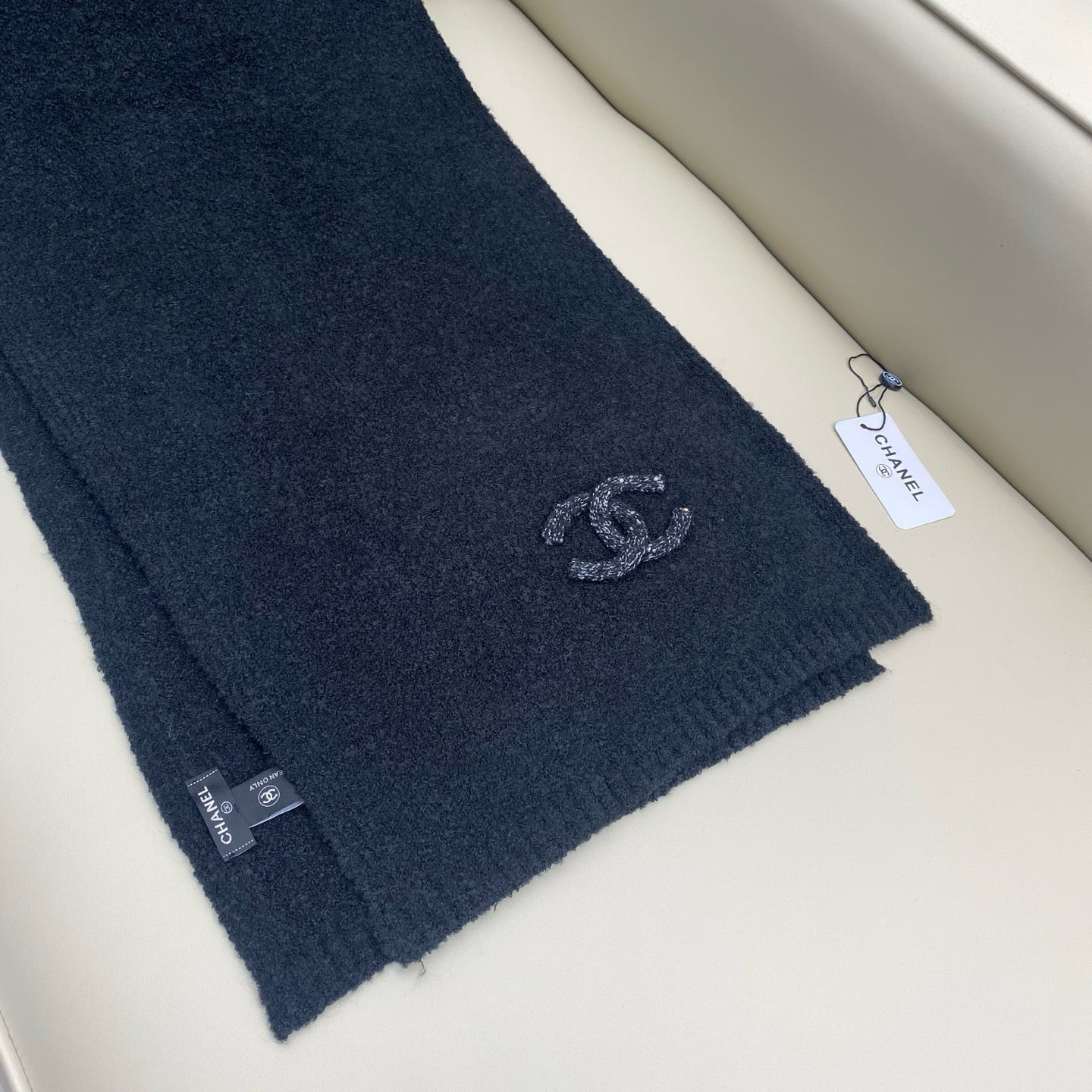 Beige and Dark Blue Scarf