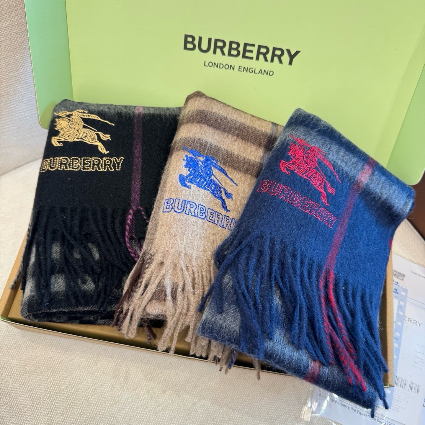 Brown and Dark Blue Scarf