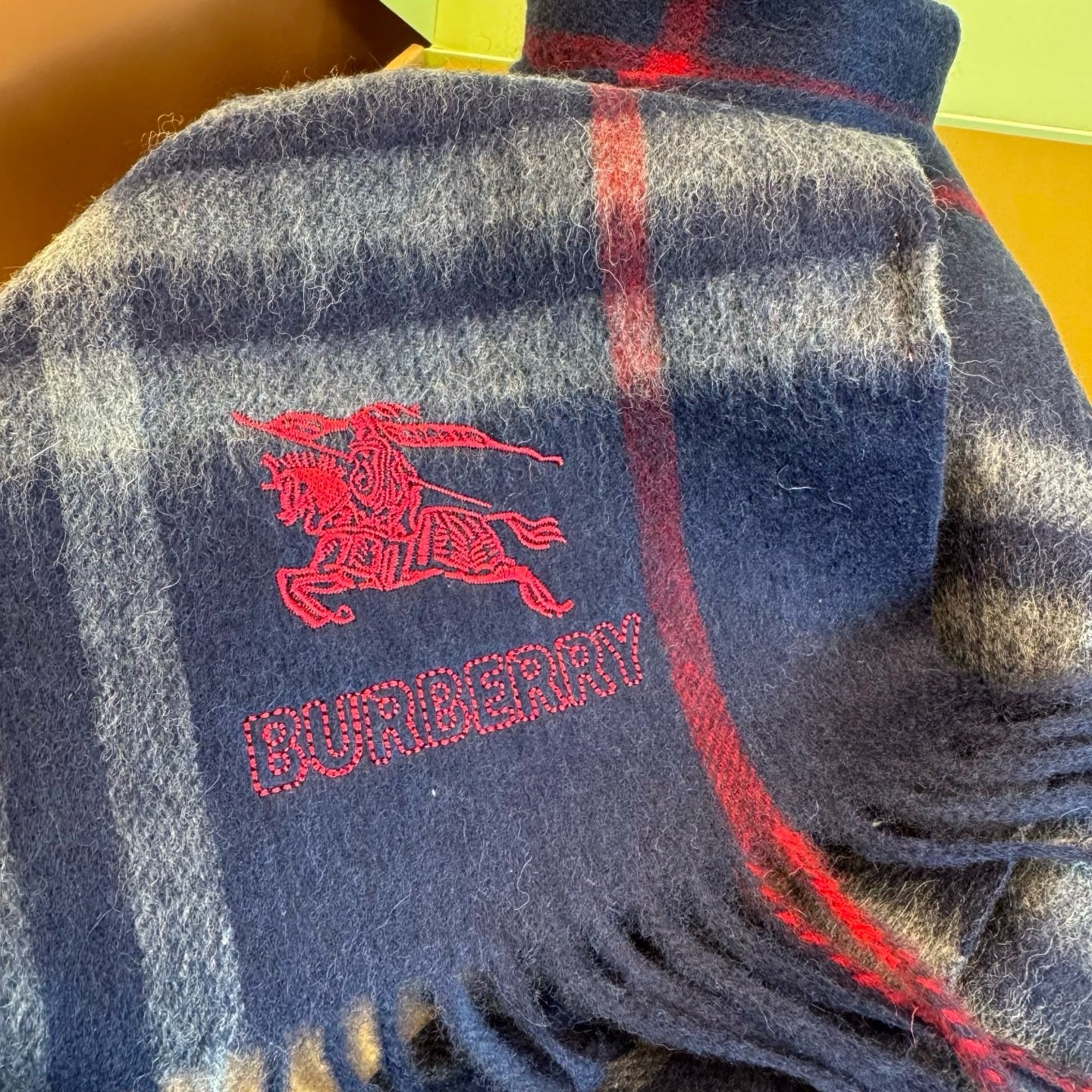 Brown and Dark Blue Scarf