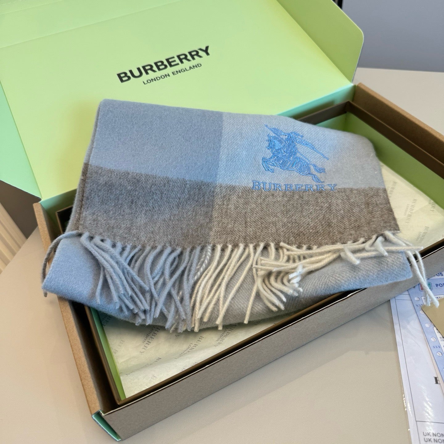 Brown and Blue Scarf