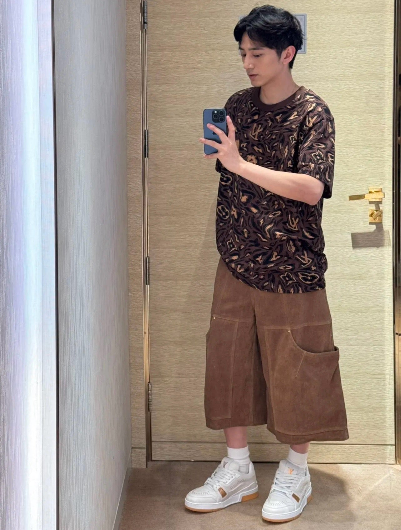 Camel and Black Short