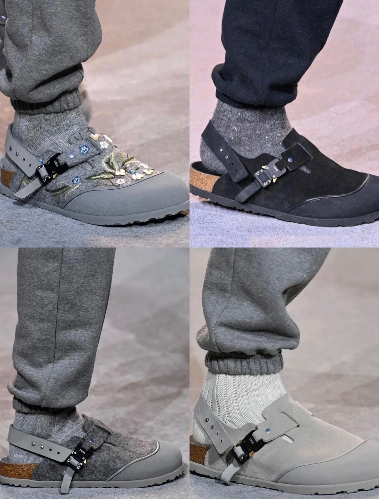 Schwarze, graue und cremefarbene Schuhe