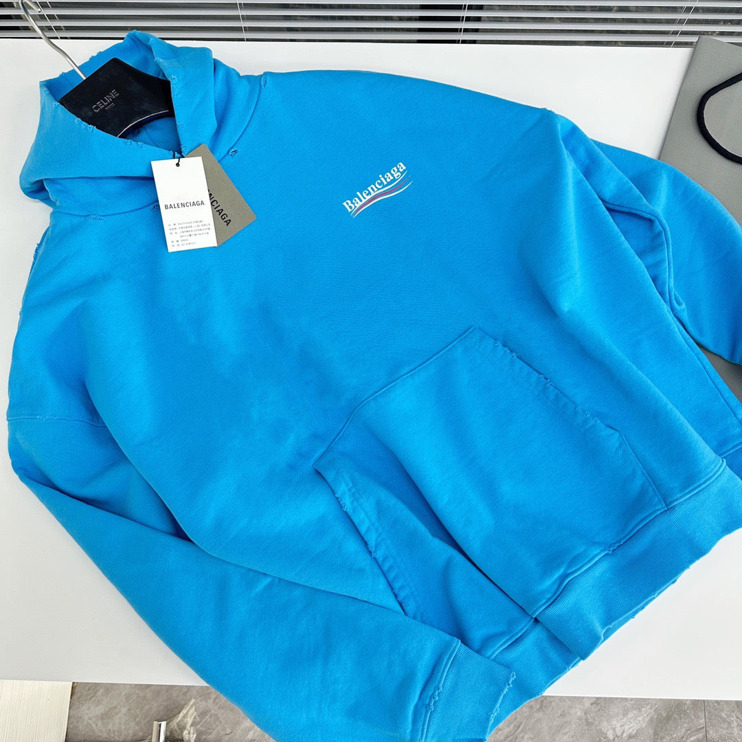 Sudadera con capucha azul cielo y gris oscuro