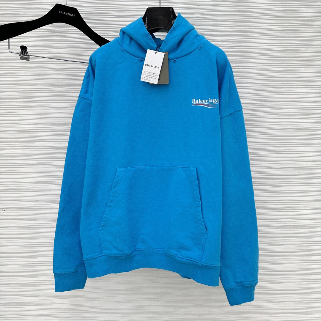 Sudadera con capucha azul cielo y gris oscuro