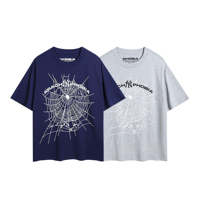 Camiseta gris y azul