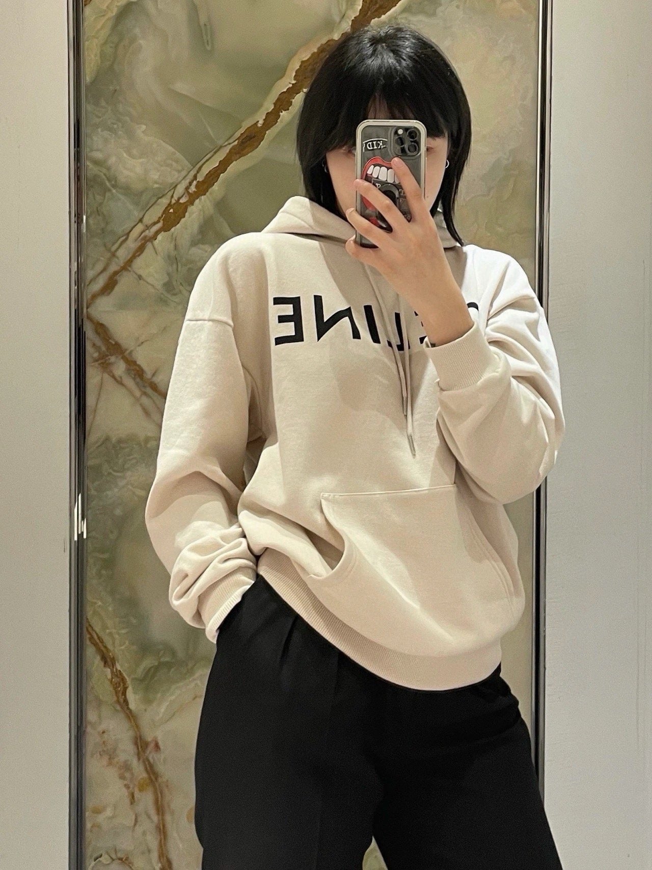 Beige Black and Gray Hoodie