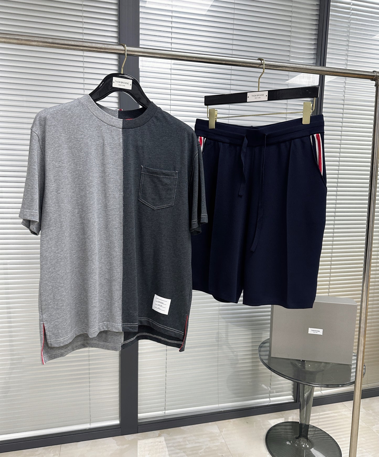 White and Dark Blue Short