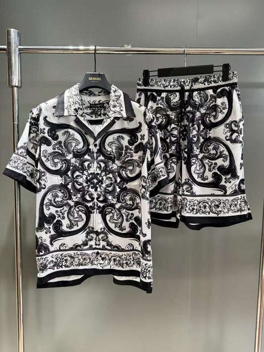 Black White Shirt and Short Set