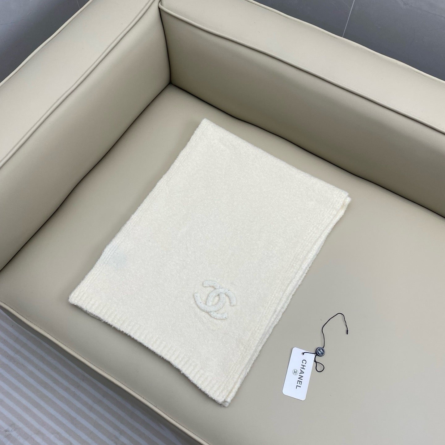 Beige and Dark Blue Scarf