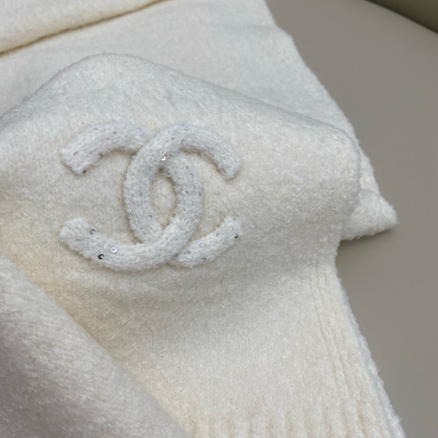 Beige and Dark Blue Scarf