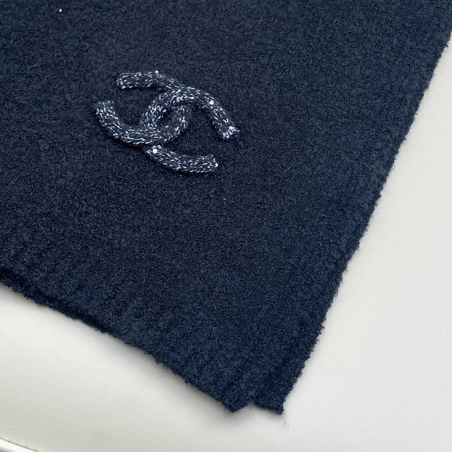 Beige and Dark Blue Scarf