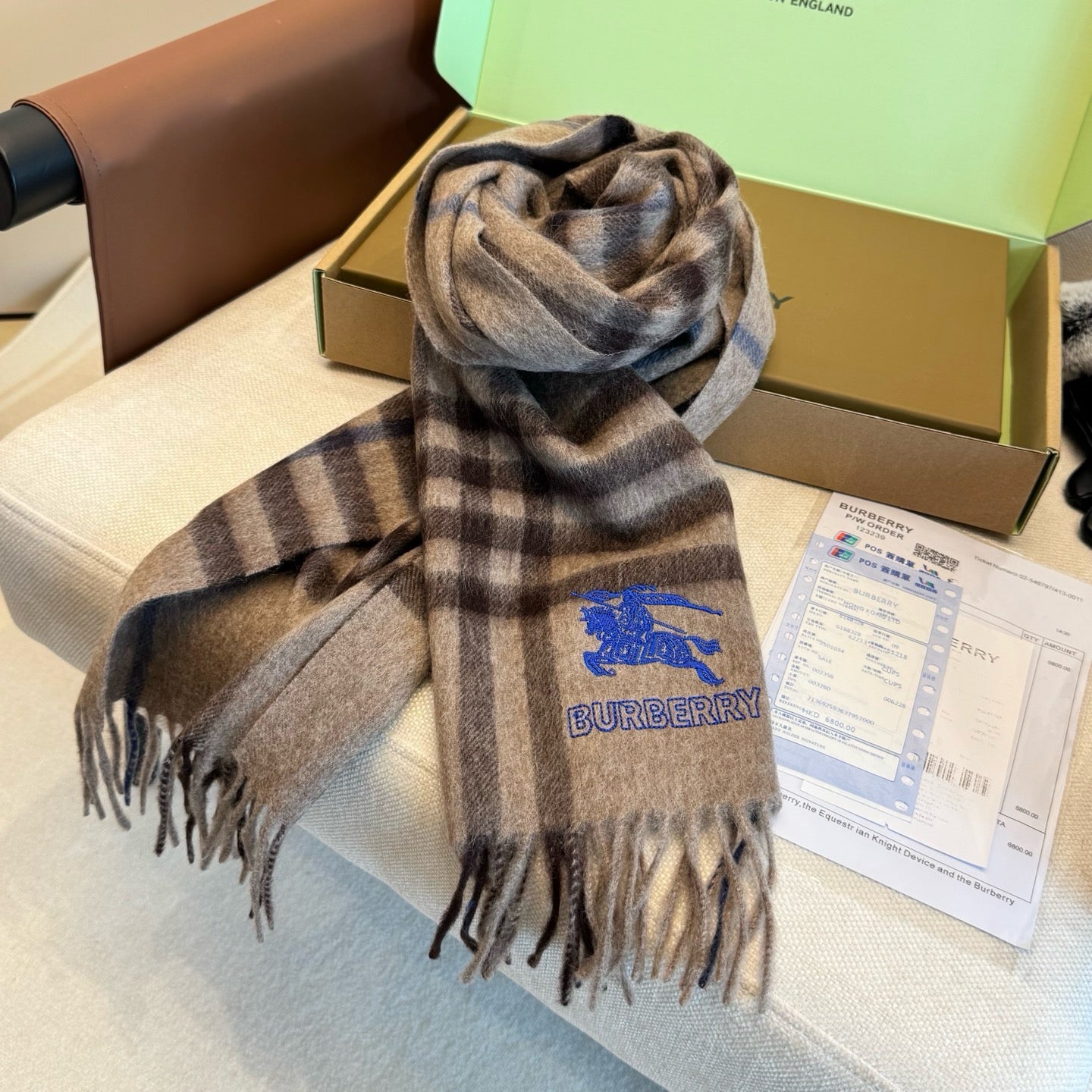 Brown and Dark Blue Scarf