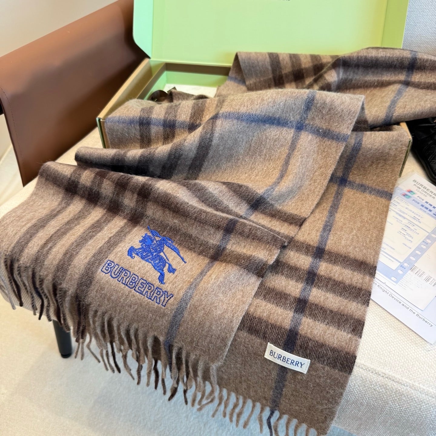 Brown and Dark Blue Scarf