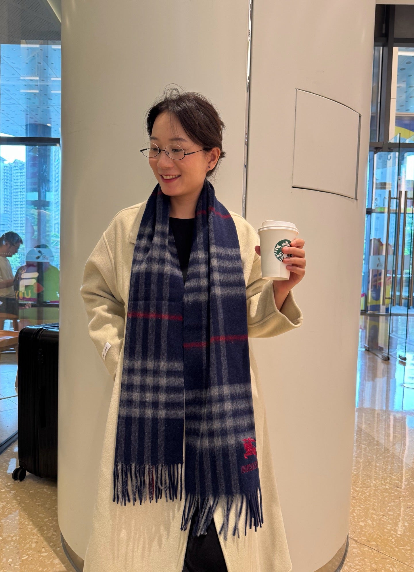 Brown and Dark Blue Scarf