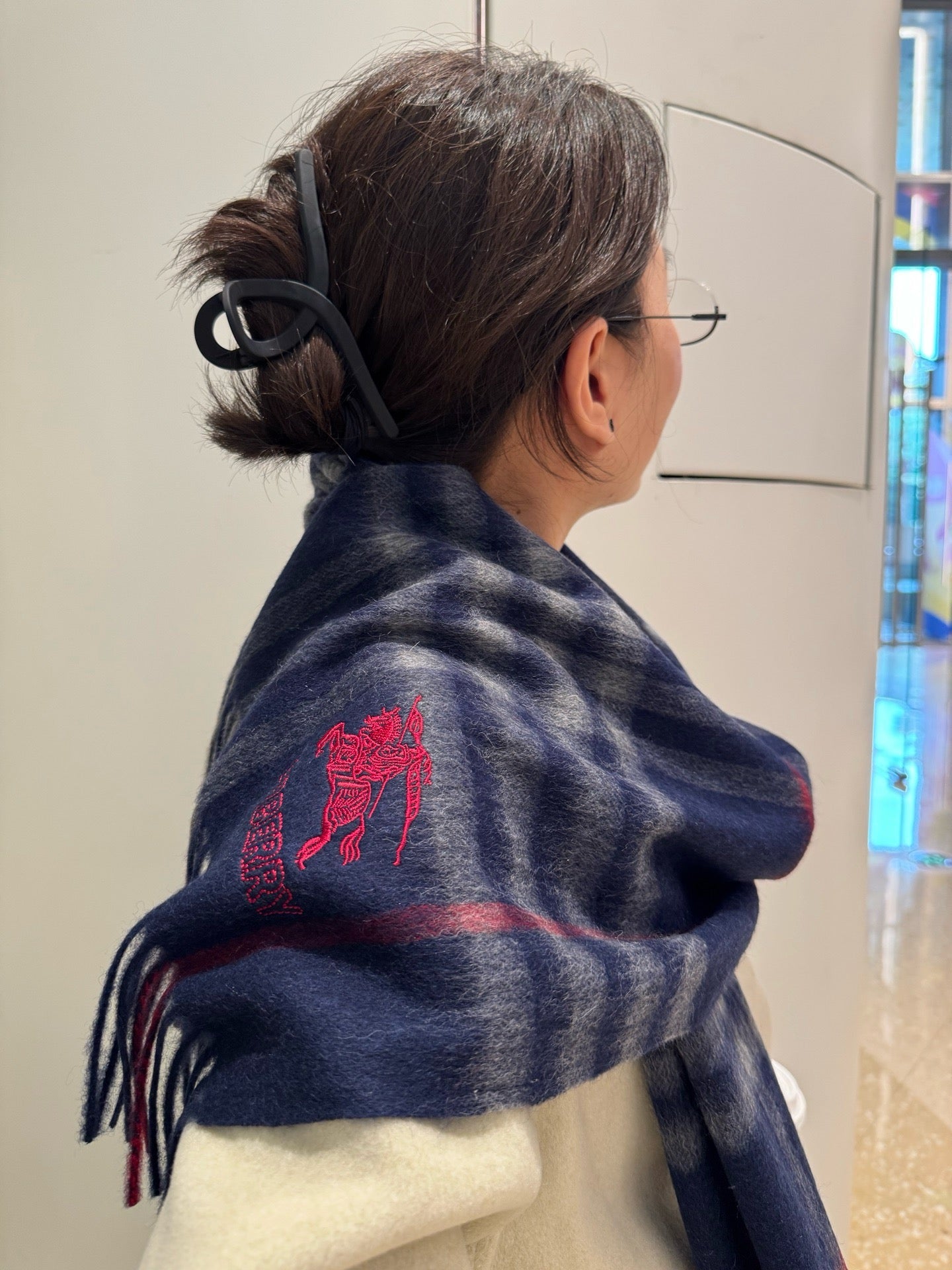 Brown and Dark Blue Scarf