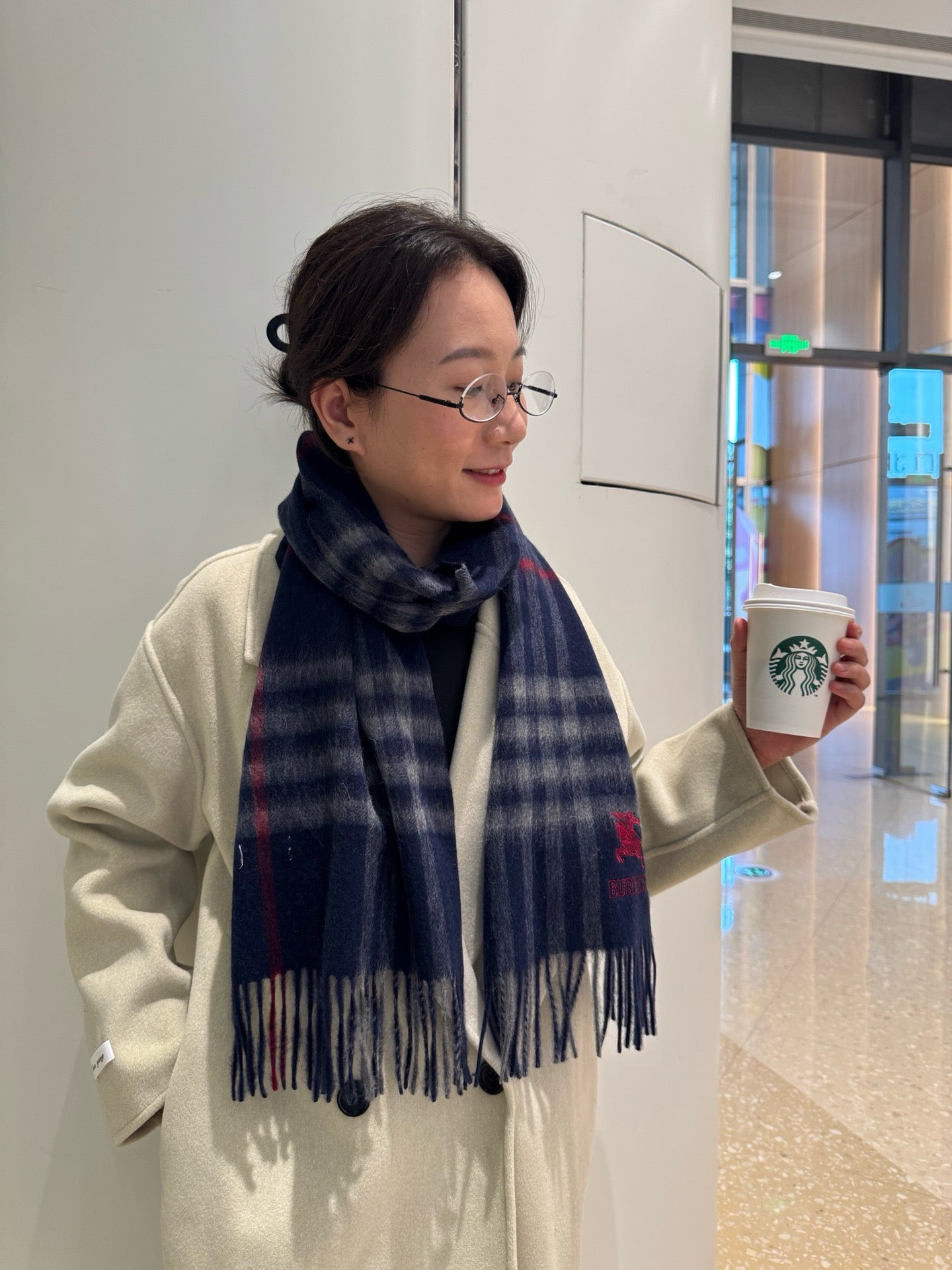 Brown and Dark Blue Scarf