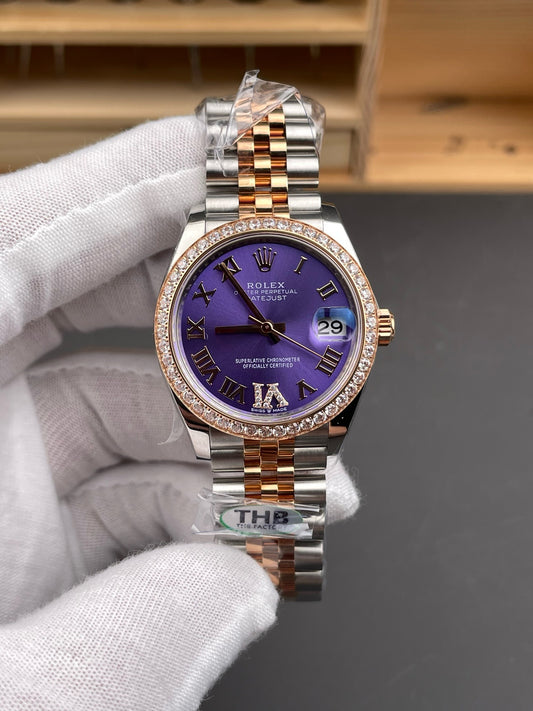 Rose Gold Silver Watch