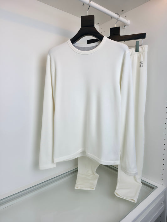 White Jersey and Pant Suit