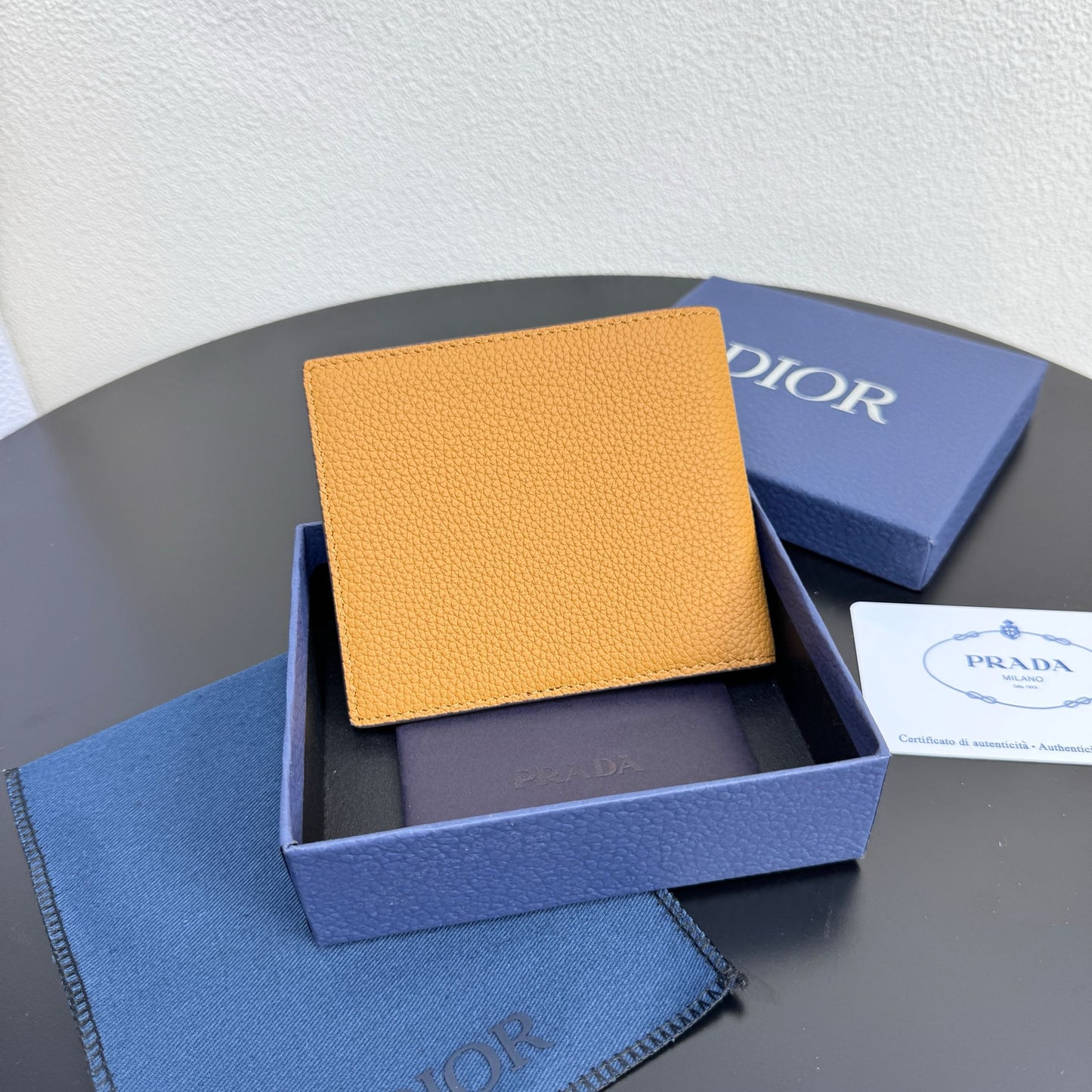 Camel and Black Wallet