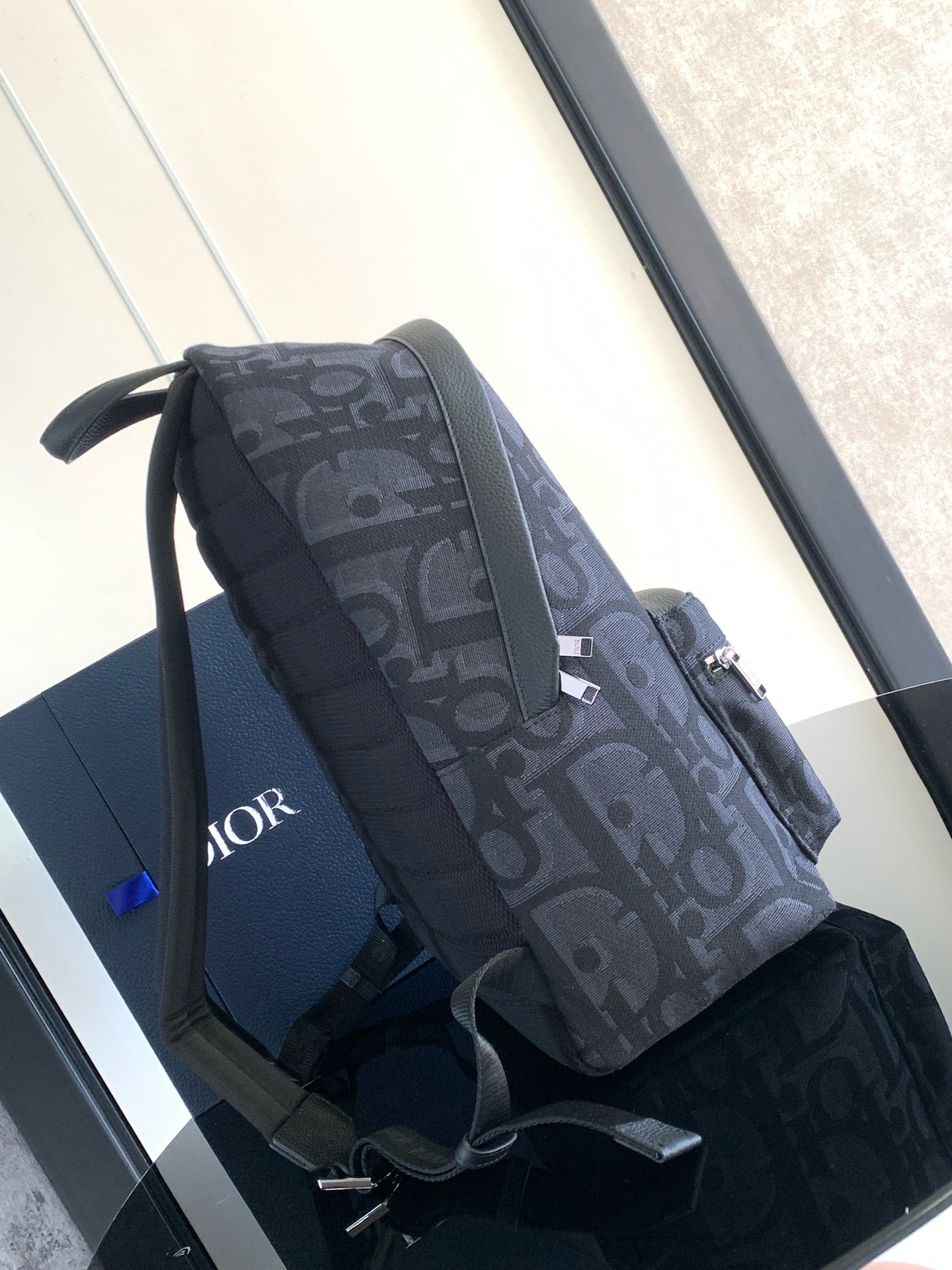 Dark Blue and Beige Backpack