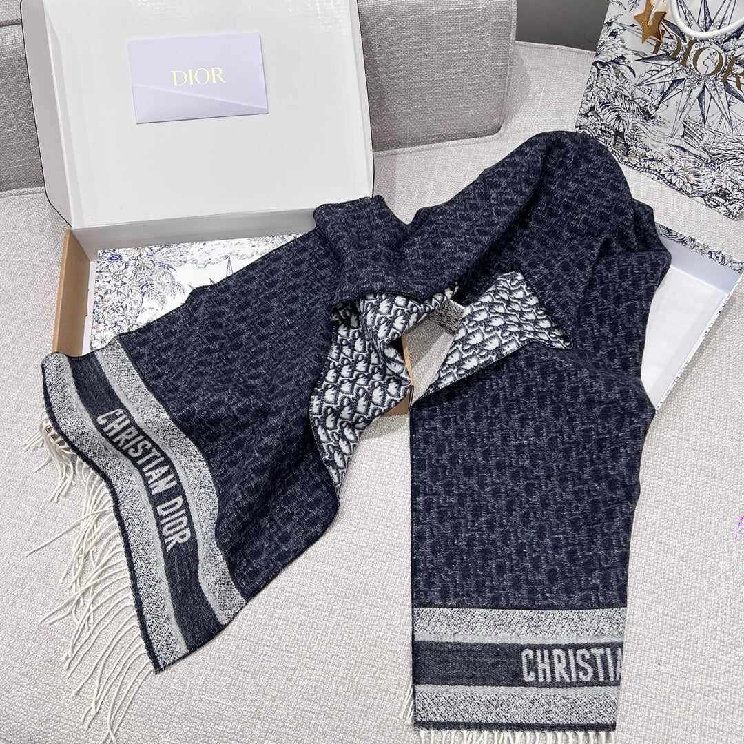 Gray and Dark Blue Scarf