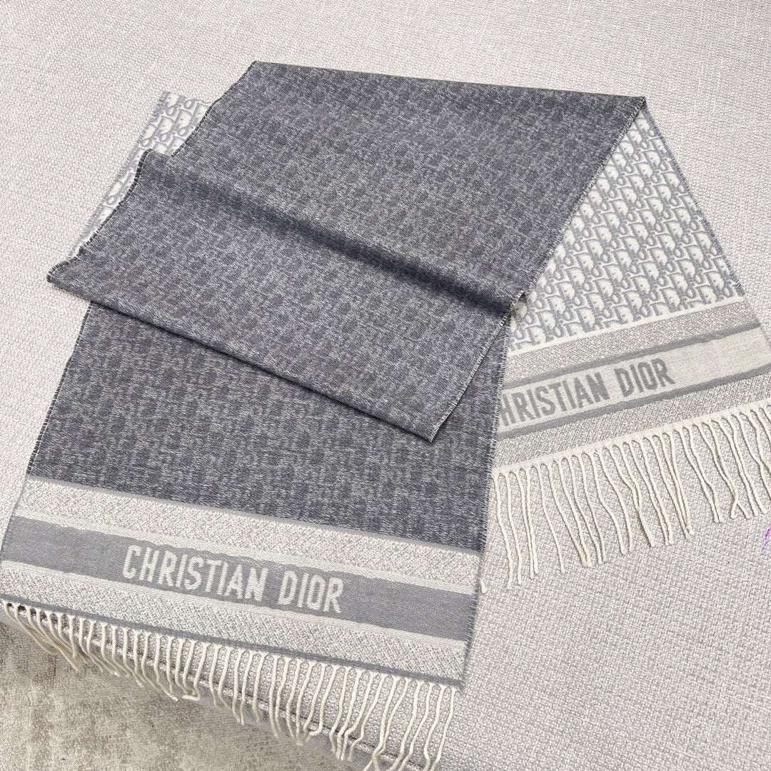 Gray and Dark Blue Scarf