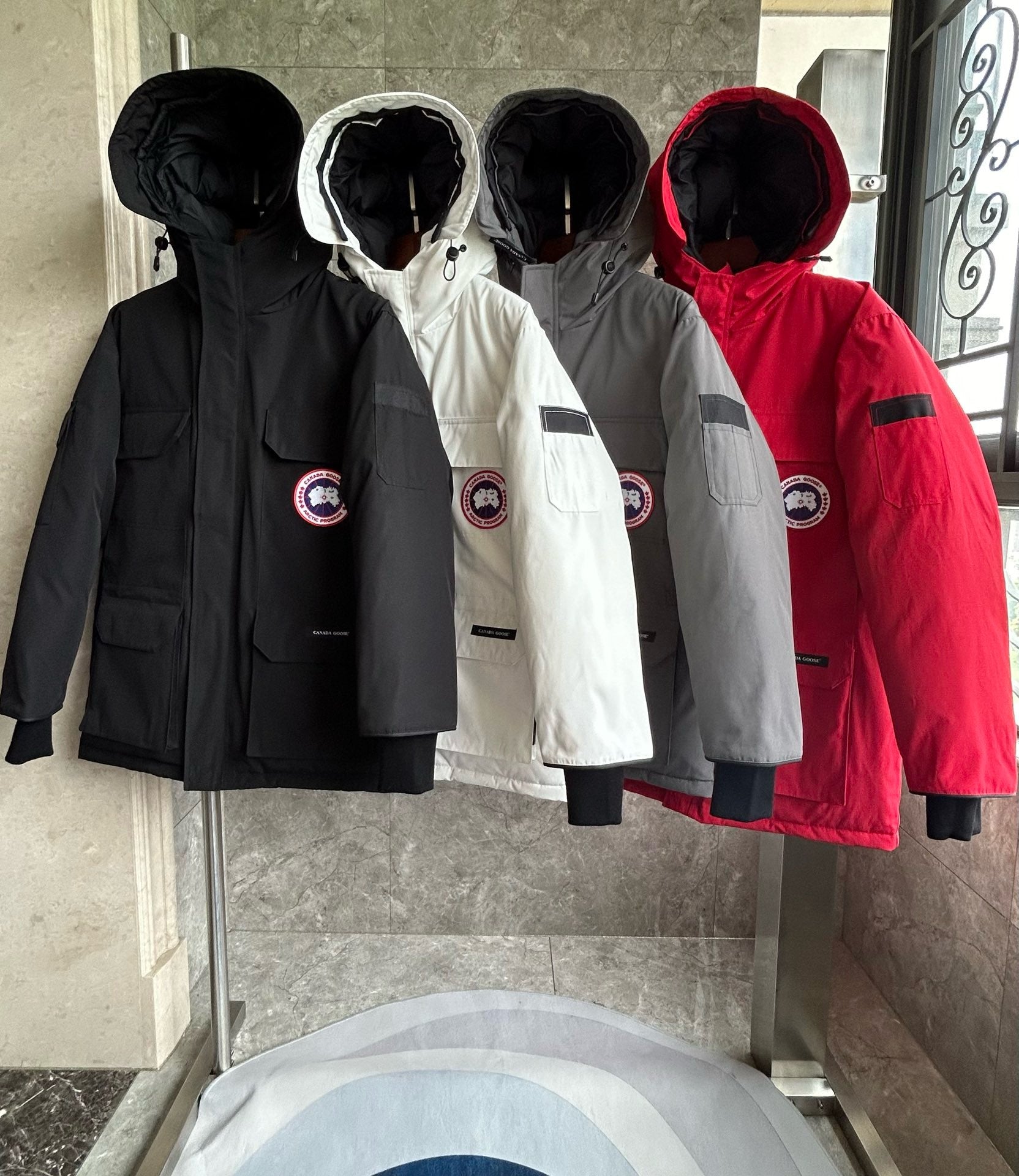 White, Grey, Red and Black Jacket