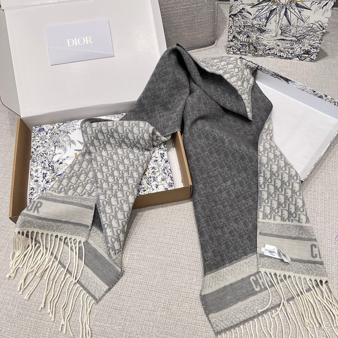 Gray and Dark Blue Scarf