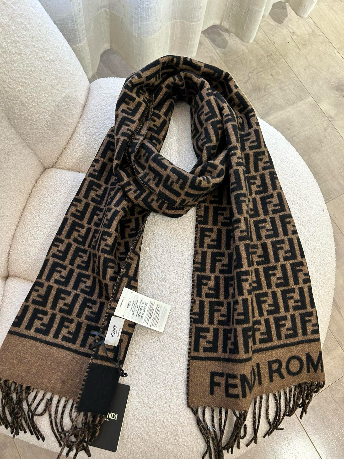 Beige and Brown Scarf