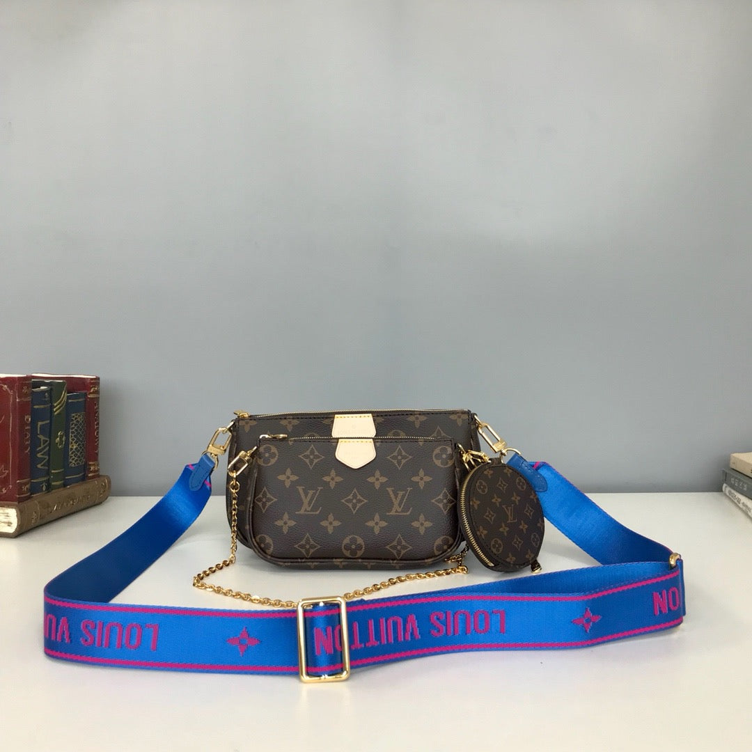 Blue, Black and Flamingo Bags