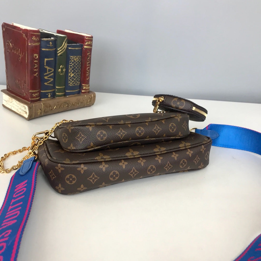 Blue, Black and Flamingo Bags