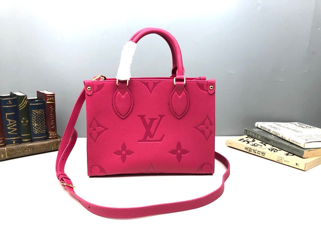 Wheat, Brown, Black, Gray and Deep Pink Bags