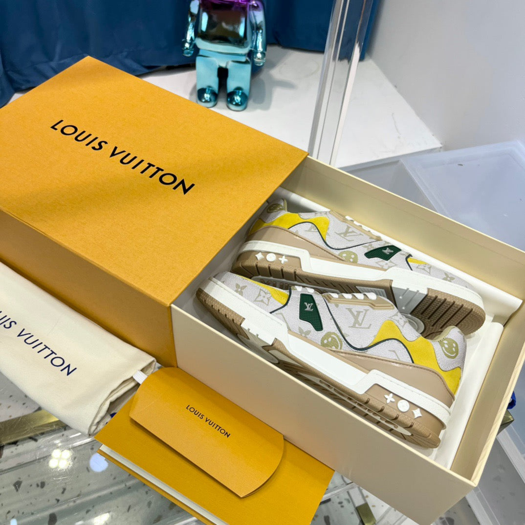Blue green, Yellow white and Black white Shoes