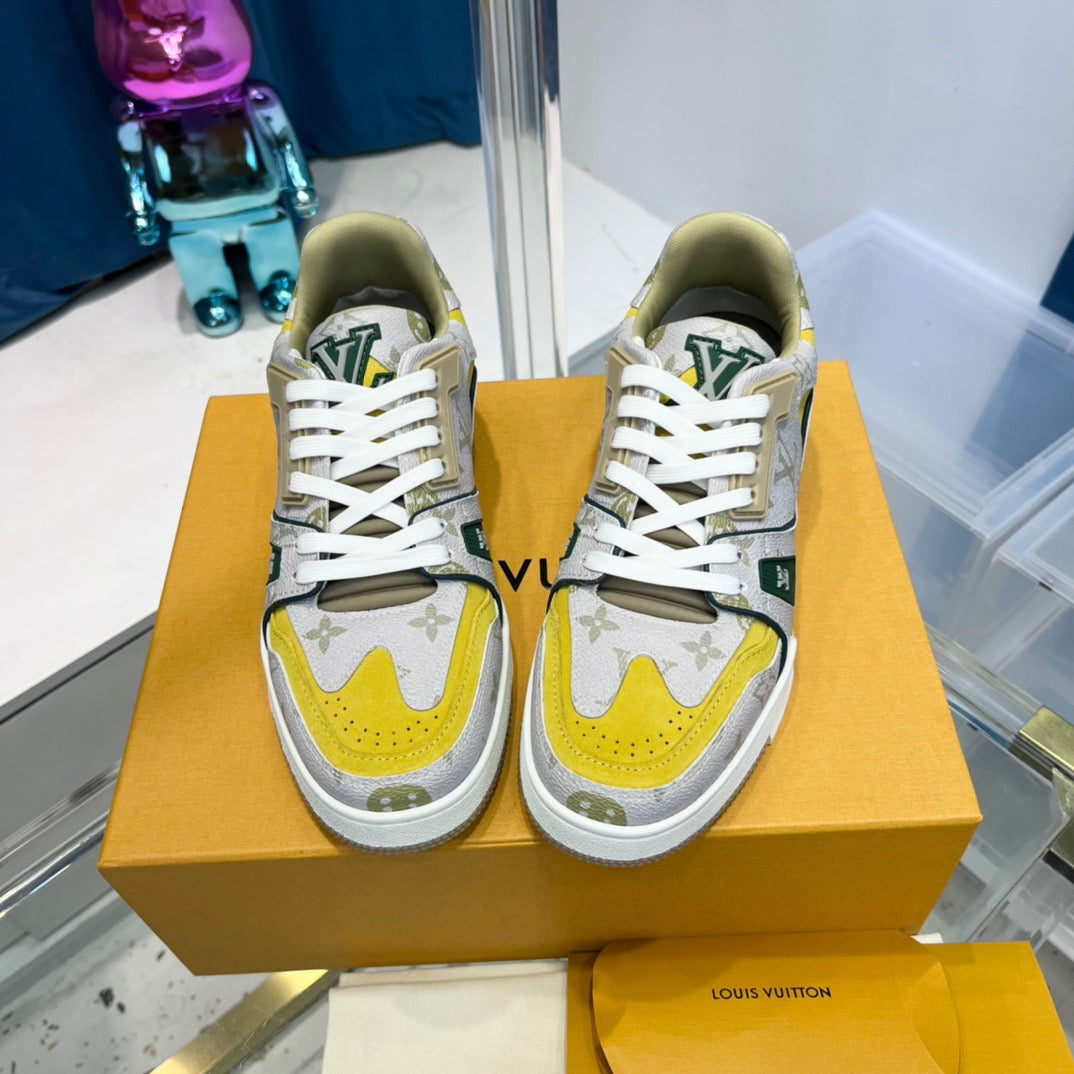 Blue green, Yellow white and Black white Shoes