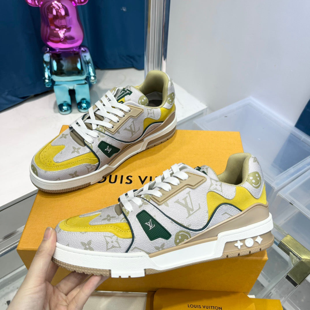 Blue green, Yellow white and Black white Shoes