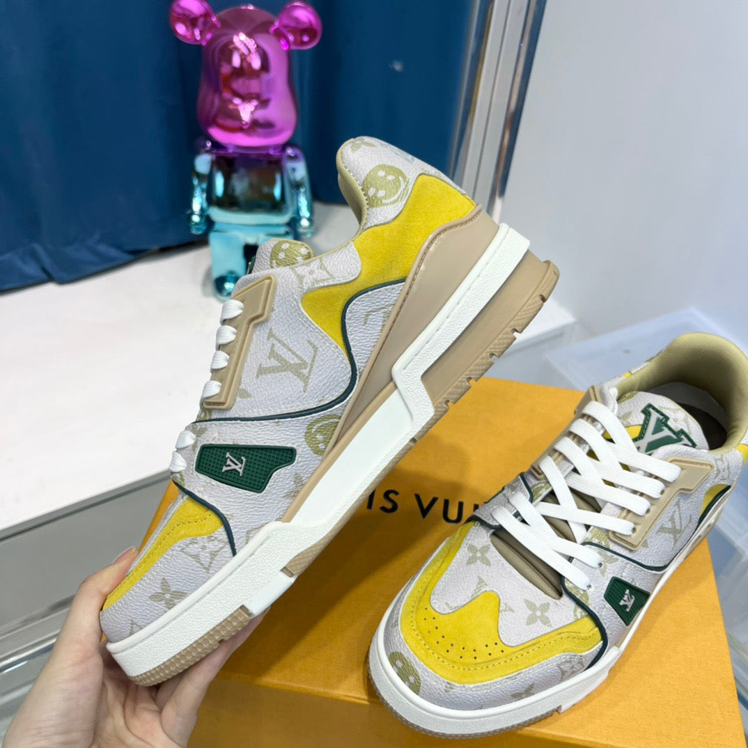 Blue green, Yellow white and Black white Shoes